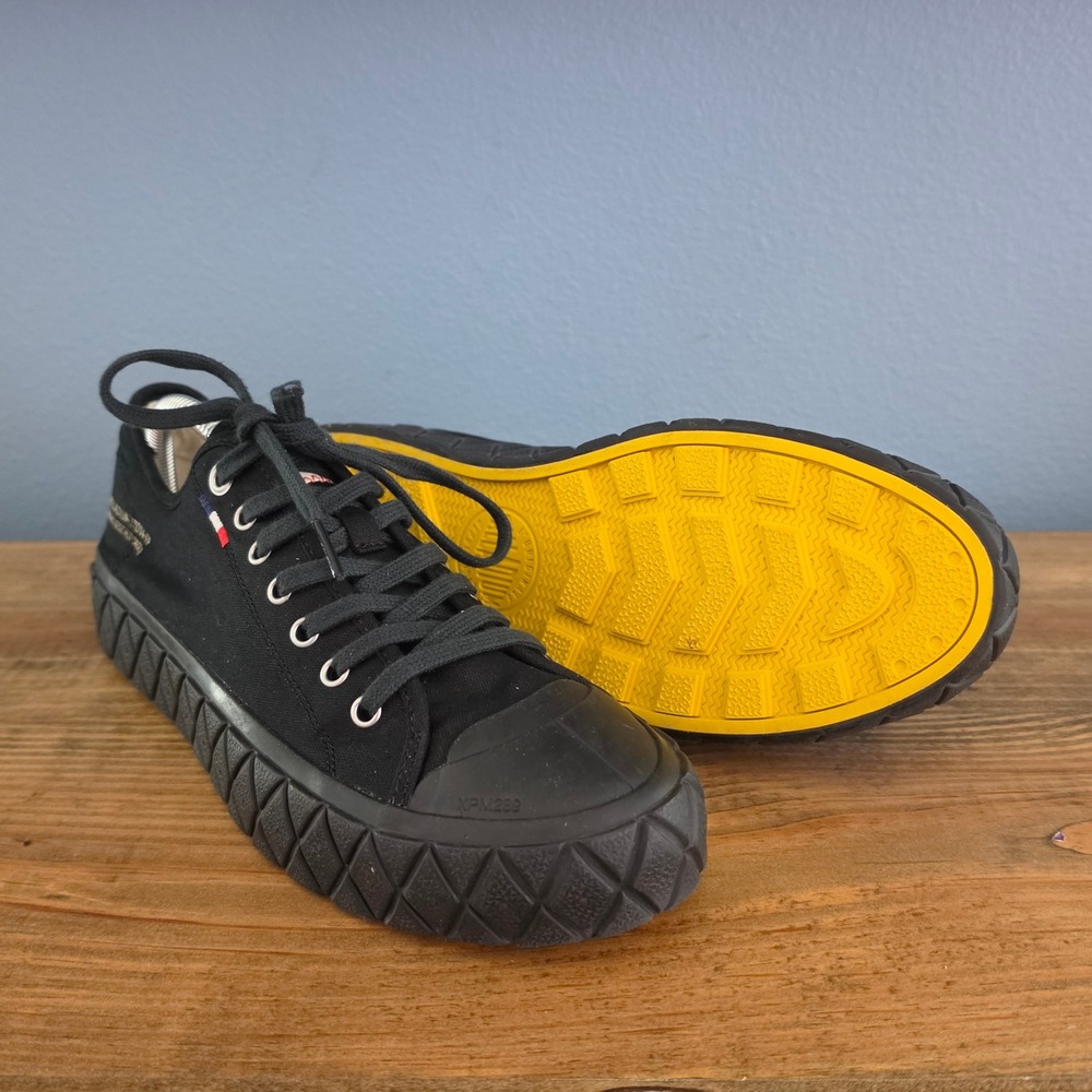 Palladium Mens Palla Ace Lo Canvas Sneaker Black Yellow 77014-FP Size 9.5